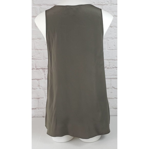 BCBGMaxAzria Mura Top/Tank ~ Dark Green/Olive Fringed 100% Silk ~ Size Small - Picture 6 of 9